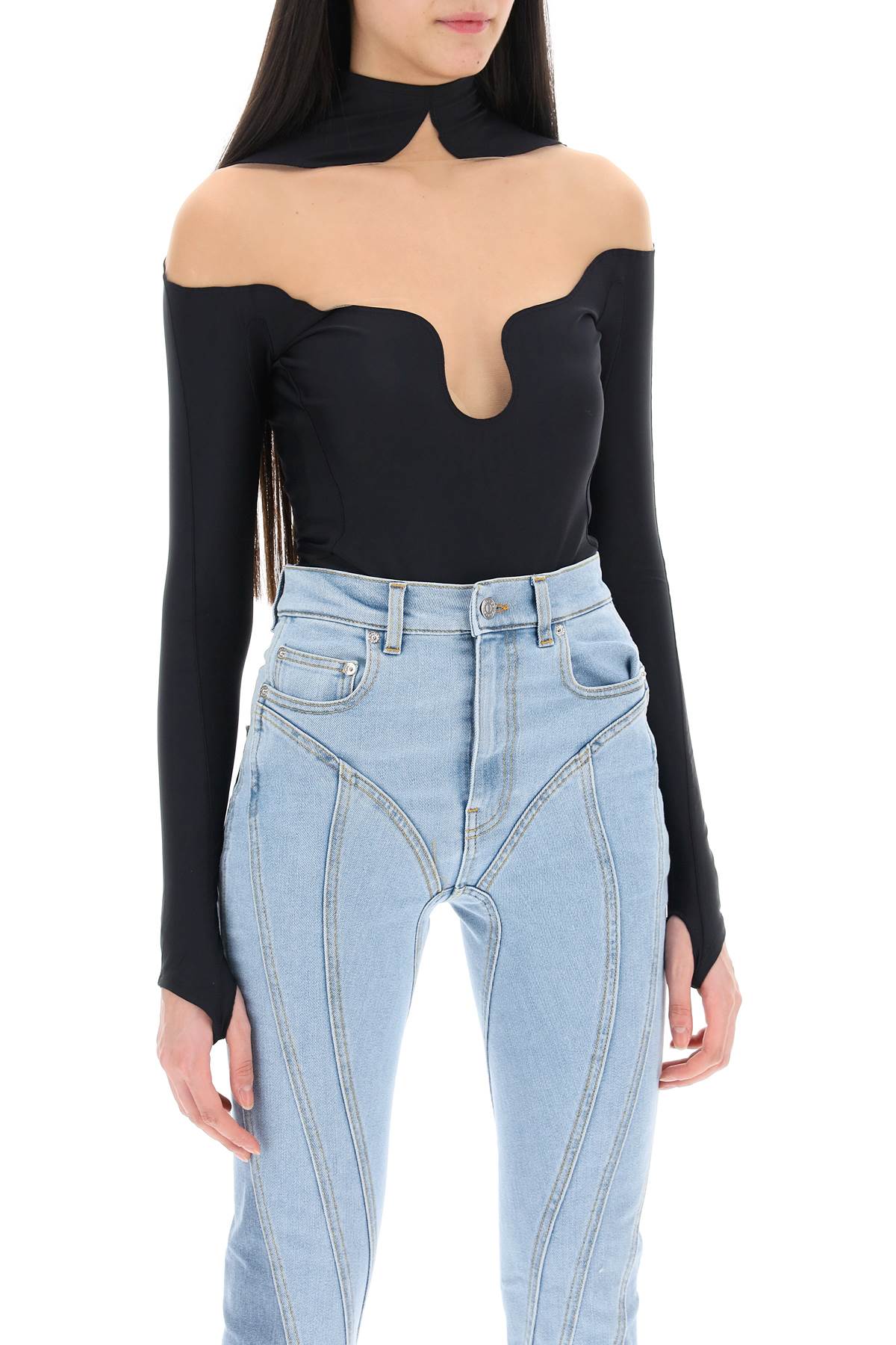 Mugler Mugler long sleeve illusion bodysuit