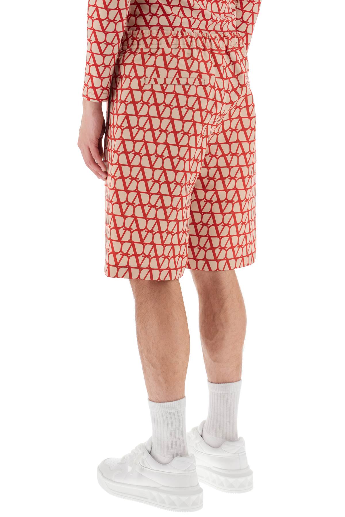 Valentino Valentino shorts in silk faille with toile iconographe motif