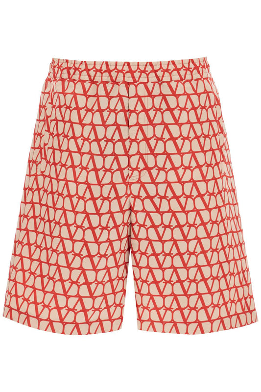 Valentino Valentino shorts in silk faille with toile iconographe motif