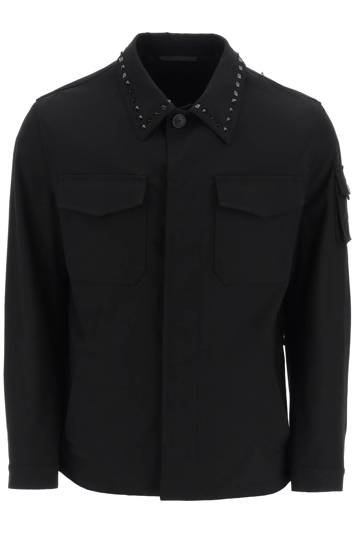 Valentino Valentino black untitled studs workwear jacket