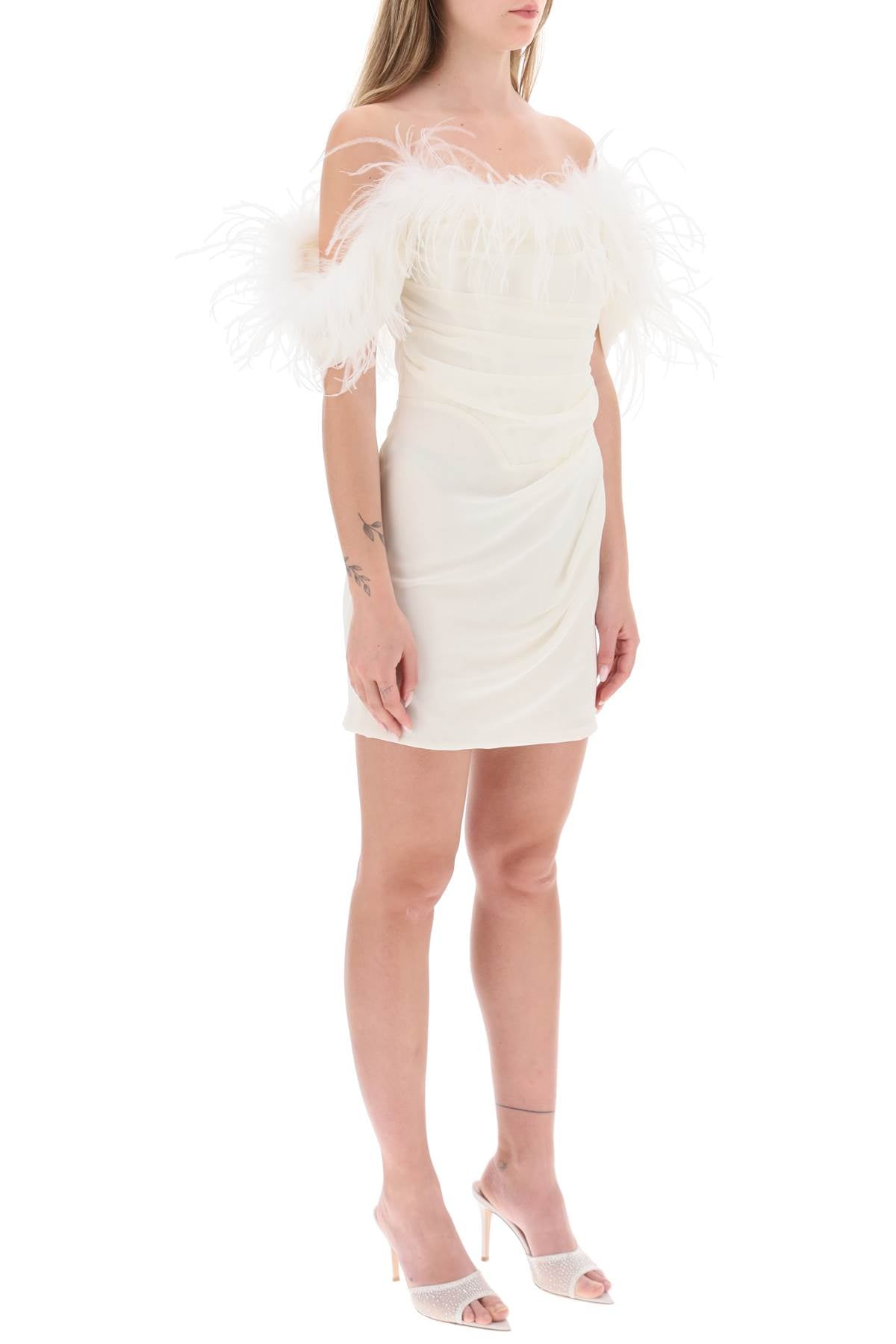 Giuseppe Di Morabito Giuseppe di morabito mini dress in poly georgette with feathers