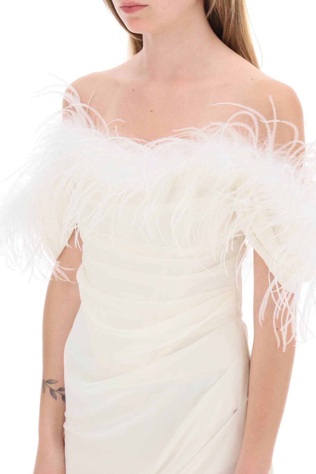 Giuseppe Di Morabito Giuseppe di morabito mini dress in poly georgette with feathers