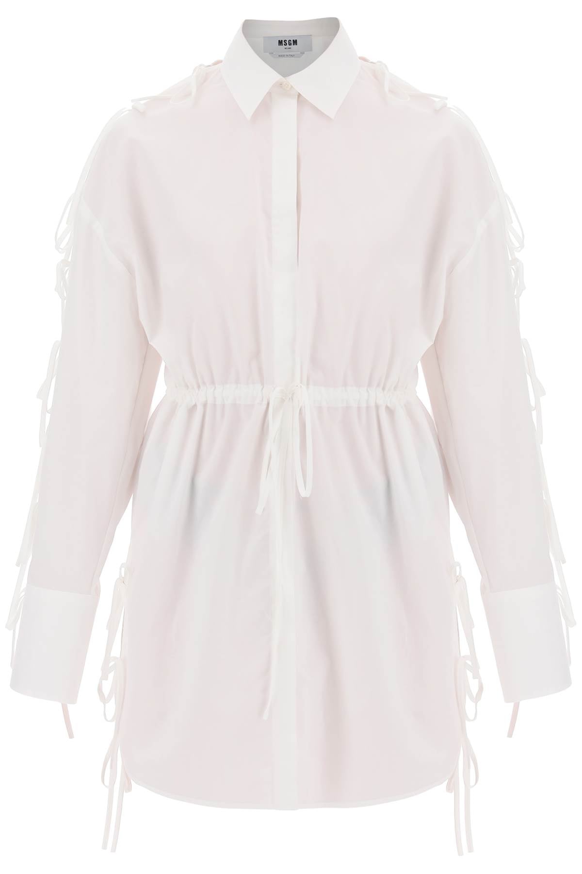 MSGM Msgm mini shirt dress with cut-outs and bows