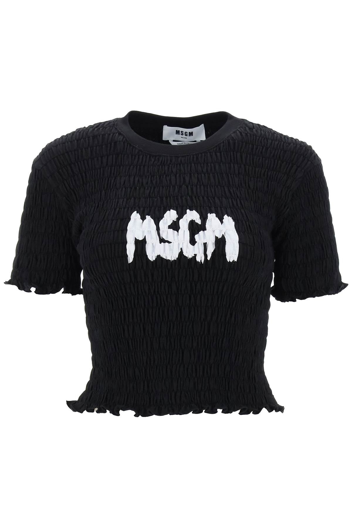 MSGM Msgm smocked t-shirt with logo print