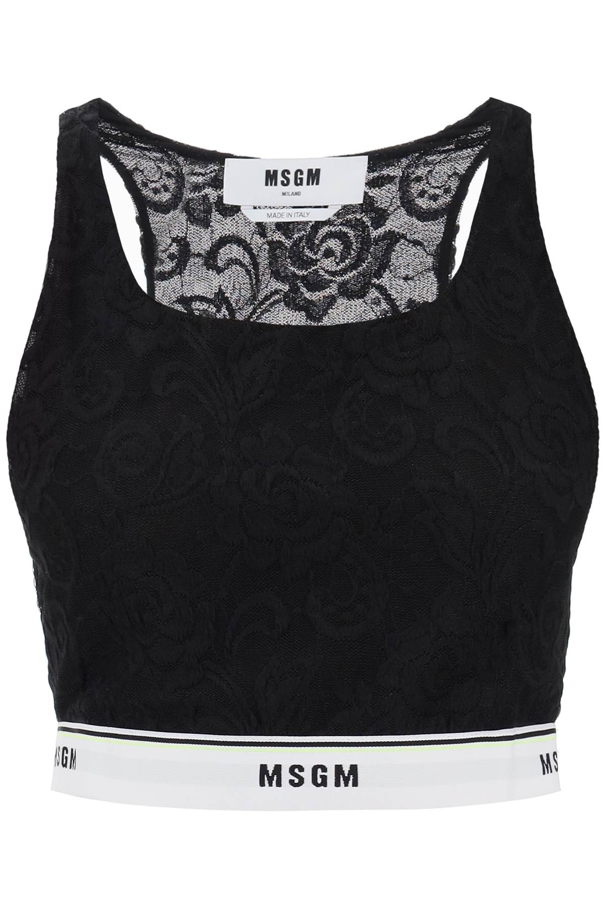 MSGM Msgm sports bra in lace with logoed band