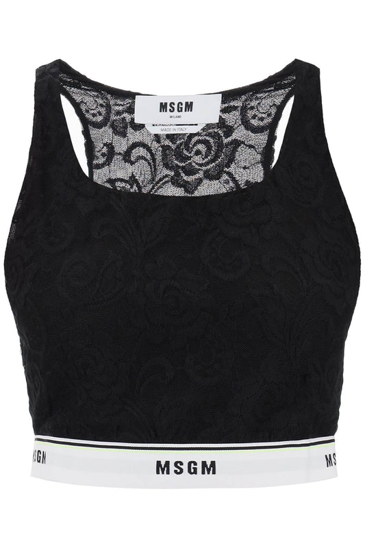 MSGM Msgm sports bra in lace with logoed band