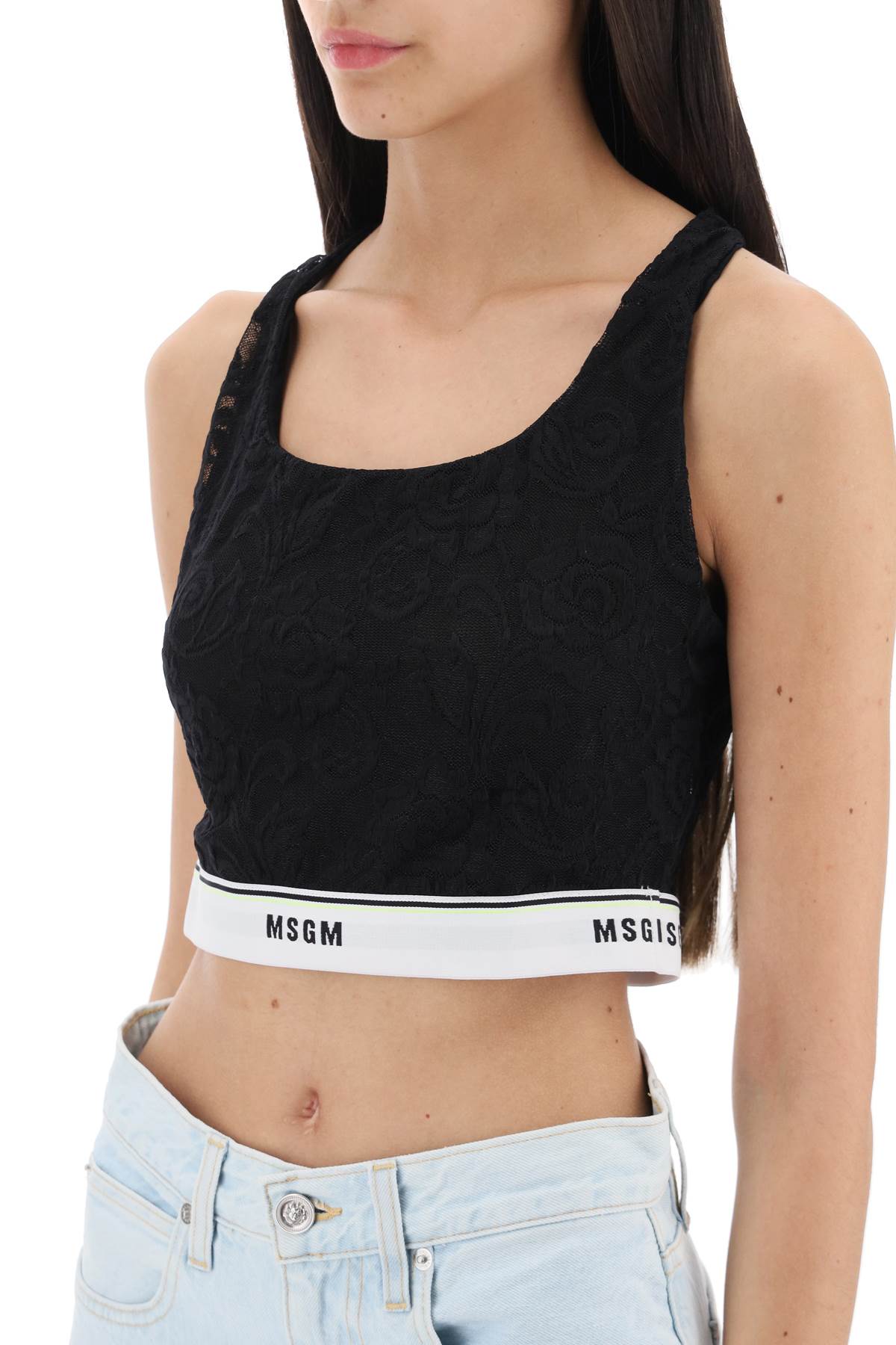 MSGM Msgm sports bra in lace with logoed band