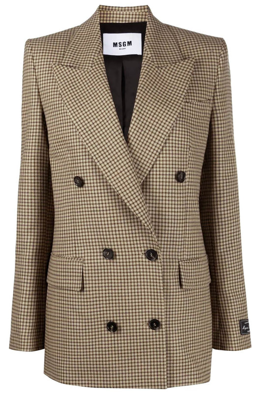 MSGM Msgm check motif double-breasted blazer