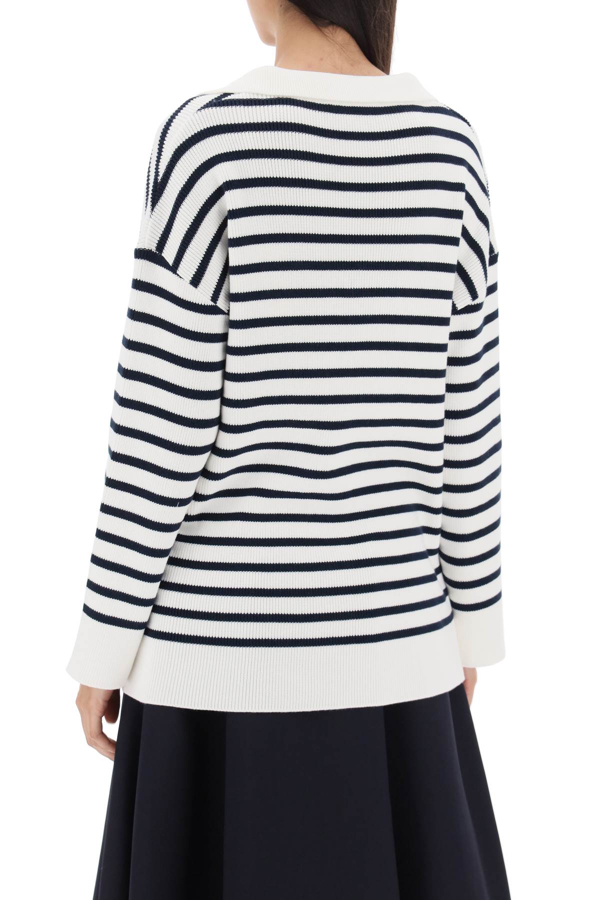 Valentino GARAVANI Valentino garavani striped cotton knit sweater with v gold detailing