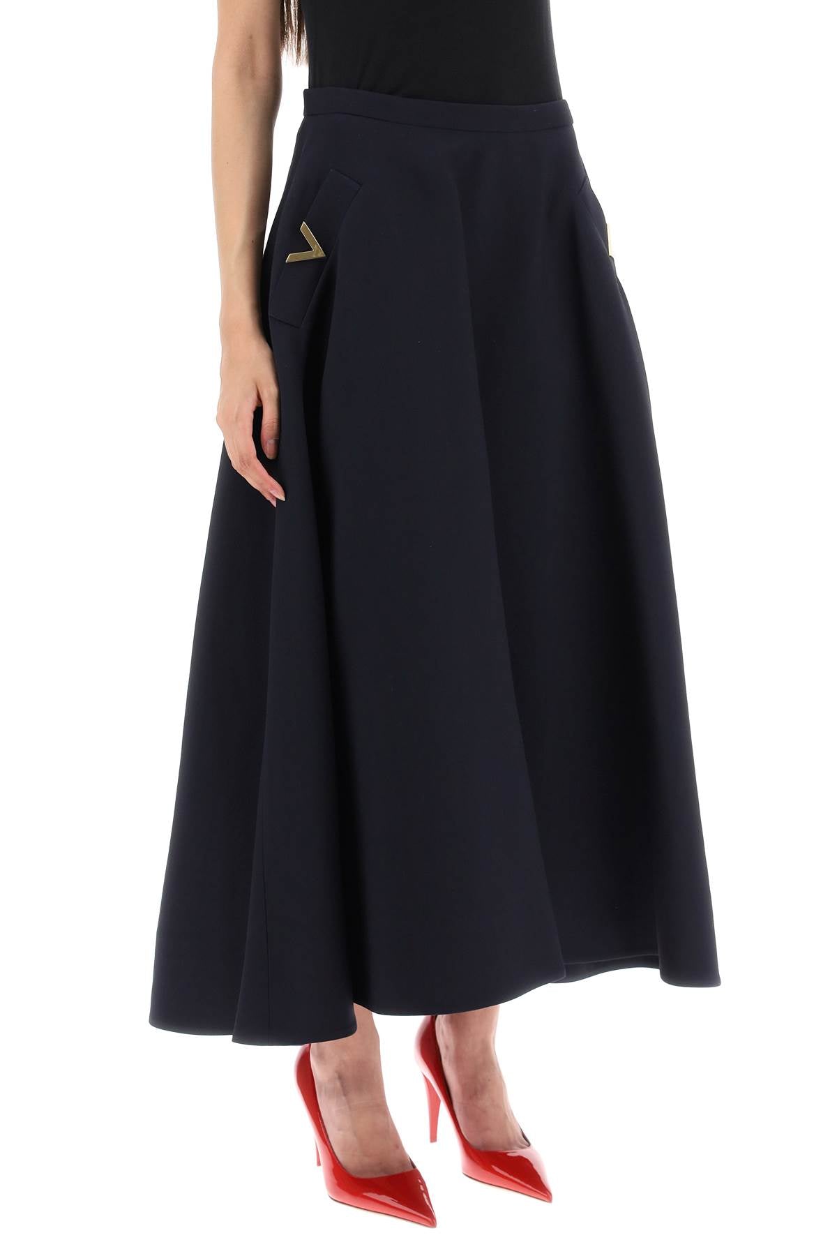 Valentino GARAVANI Valentino garavani midi skirt in crepe couture with v gold detailing