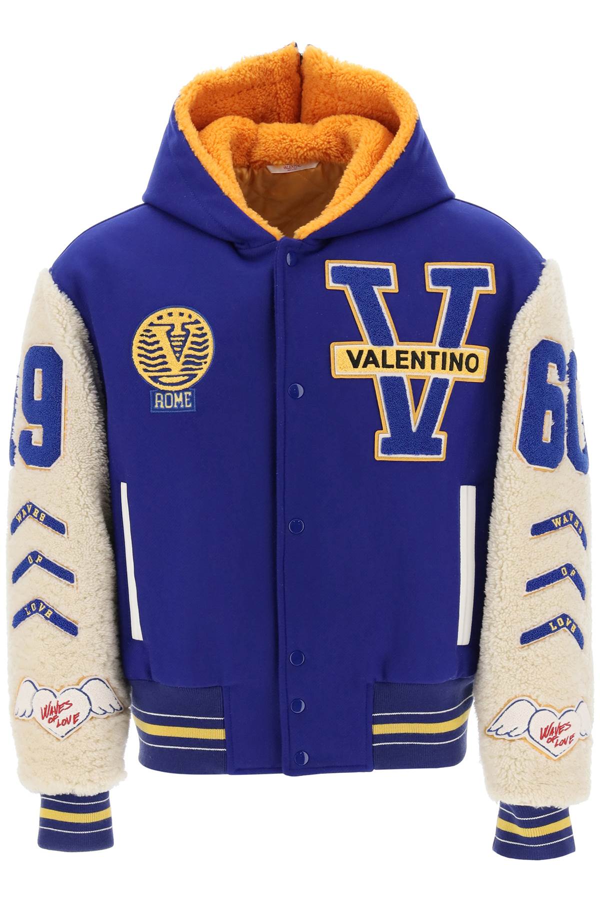 Valentino GARAVANI Valentino garavani varsity bomber jacket with shearling sleeves