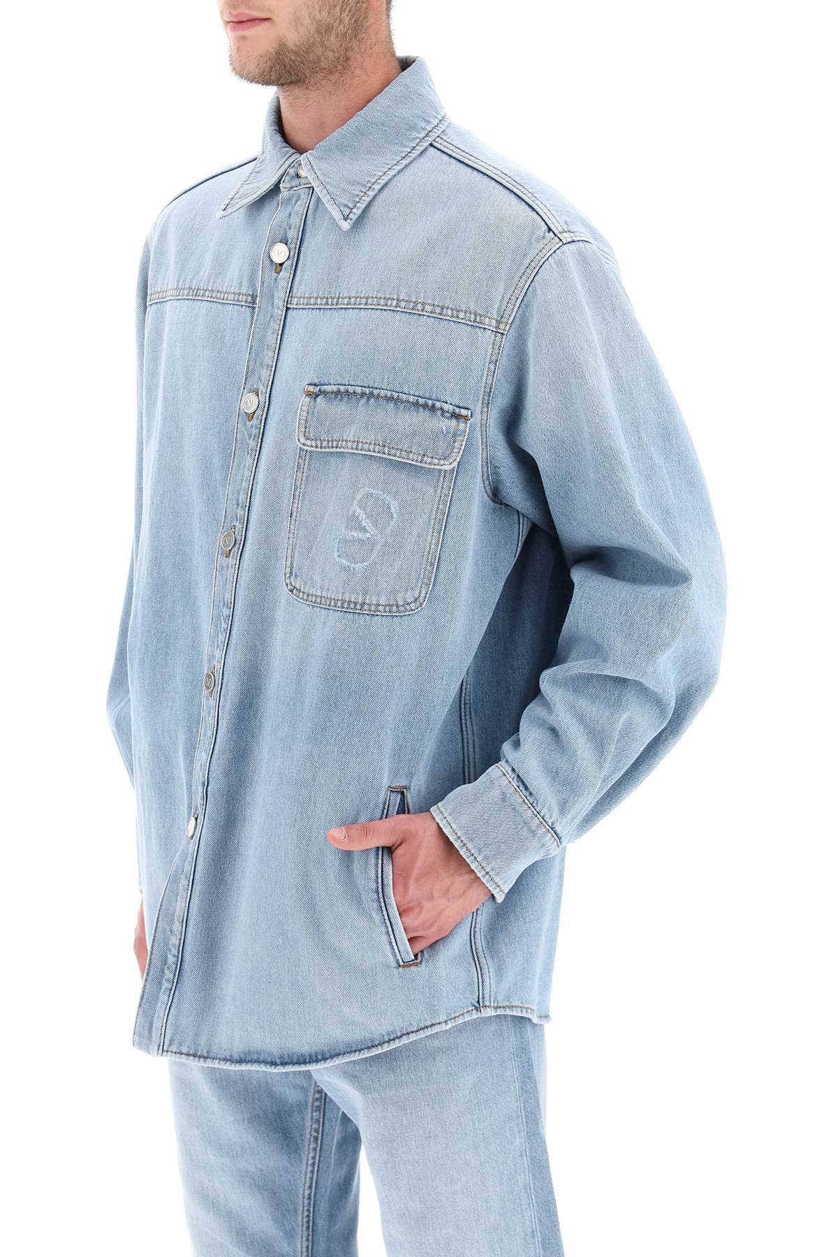 Valentino GARAVANI Valentino garavani denim overshirt with stamped vlogo signature