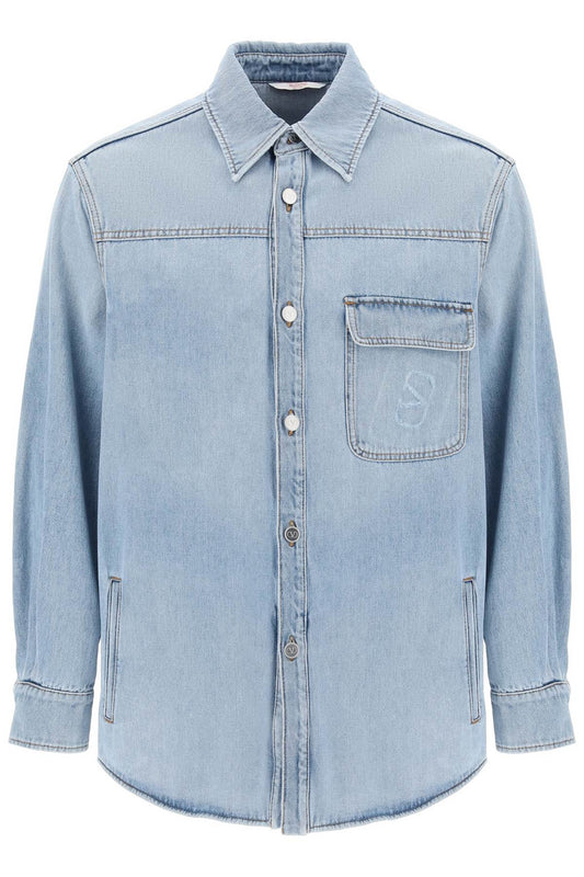 Valentino GARAVANI Valentino garavani denim overshirt with stamped vlogo signature