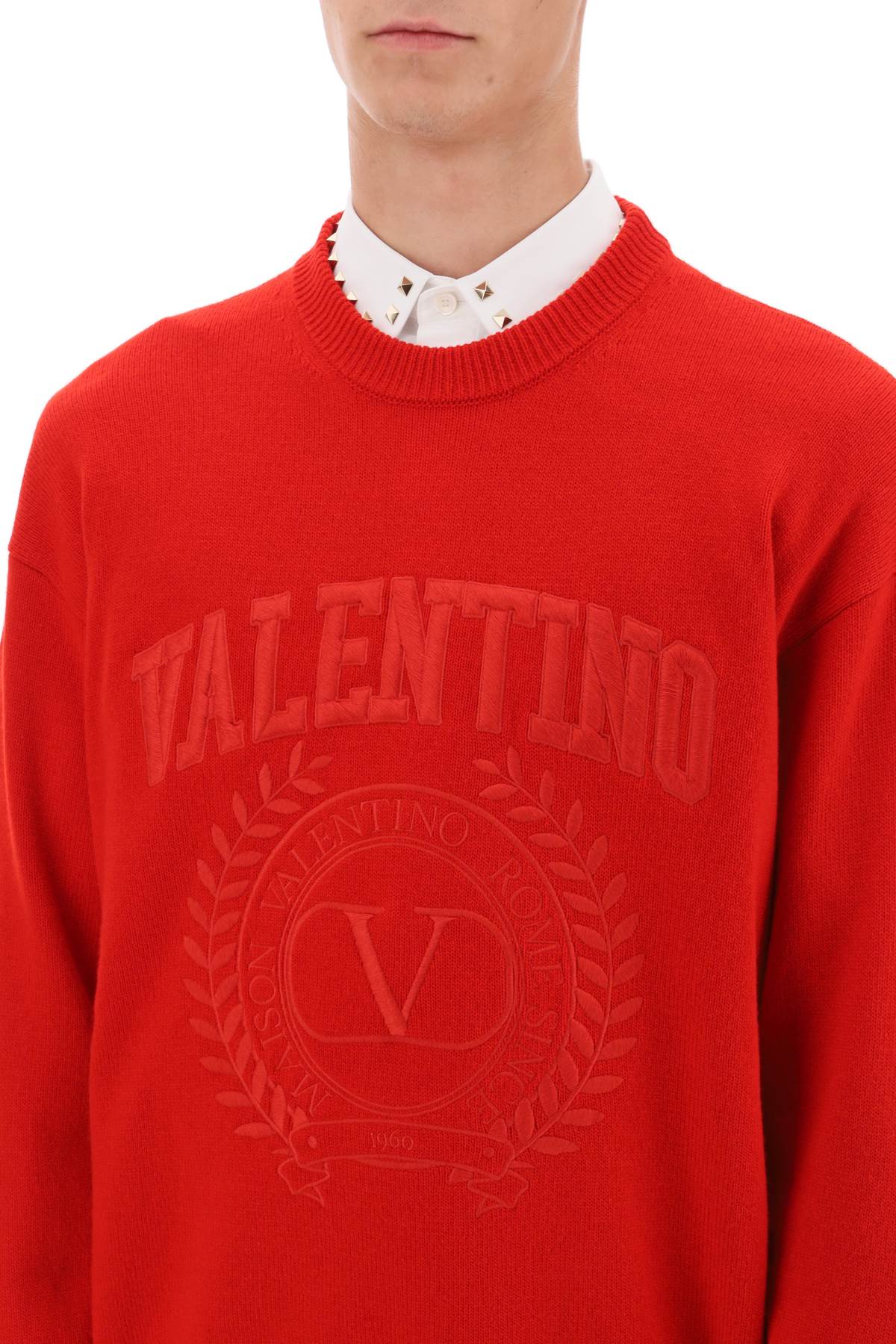 Valentino GARAVANI Valentino garavani crew-neck sweater with maison valentino embroidery