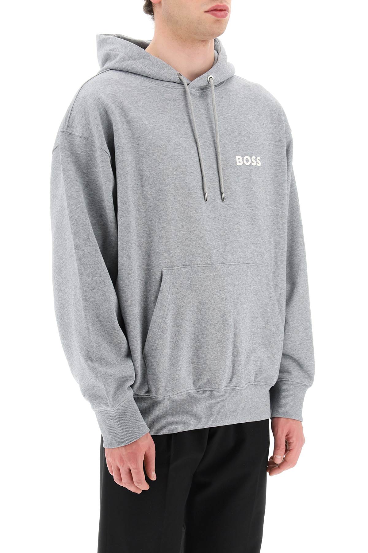 Boss Boss rubberized logo detail hoodie