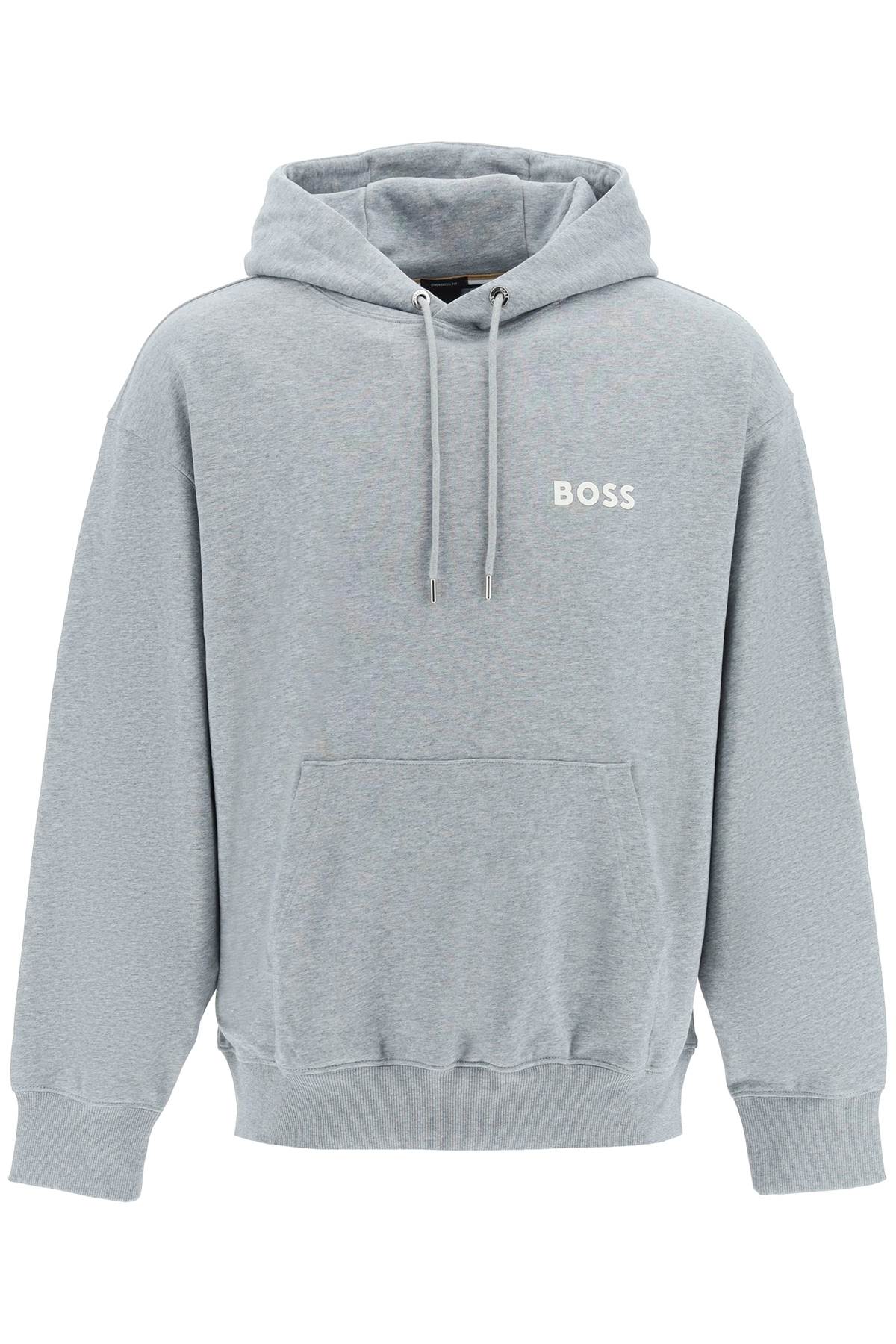 Boss Boss rubberized logo detail hoodie