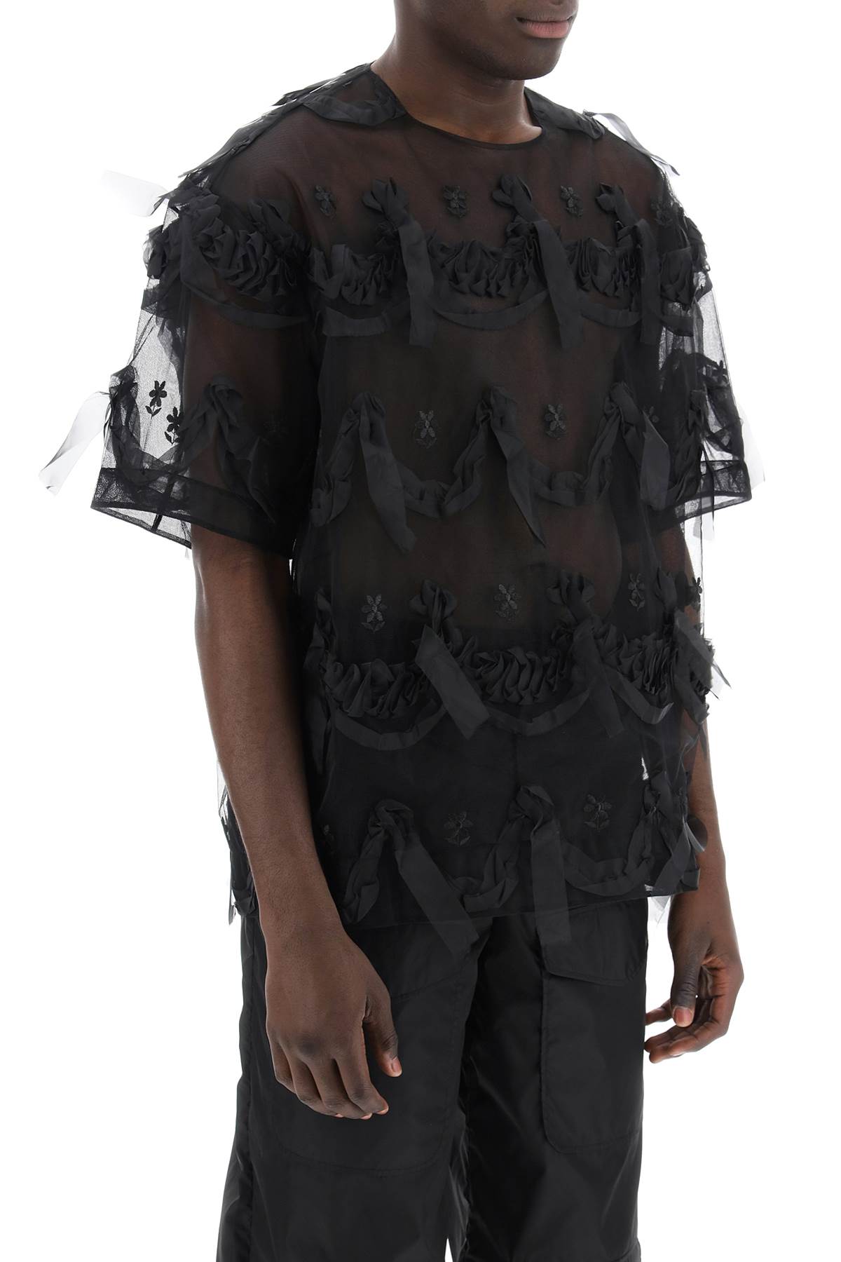 Simone Rocha Simone rocha tulle t-shirt with embroidery and back closure