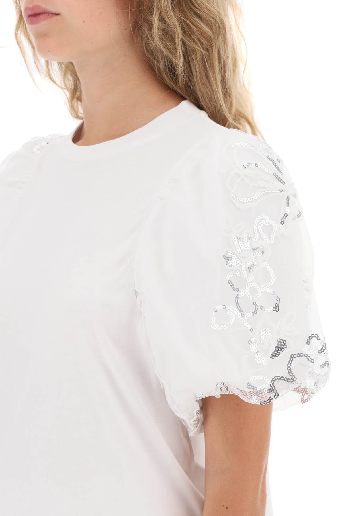 Simone Rocha Simone rocha embroidered puff sleeve a-line t-shirt