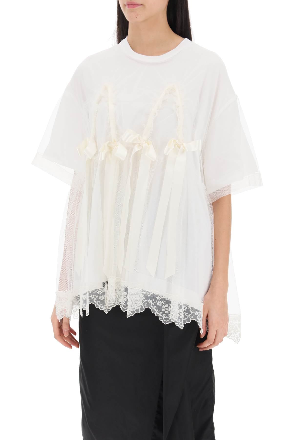 Simone Rocha Simone rocha tulle top with lace and bows