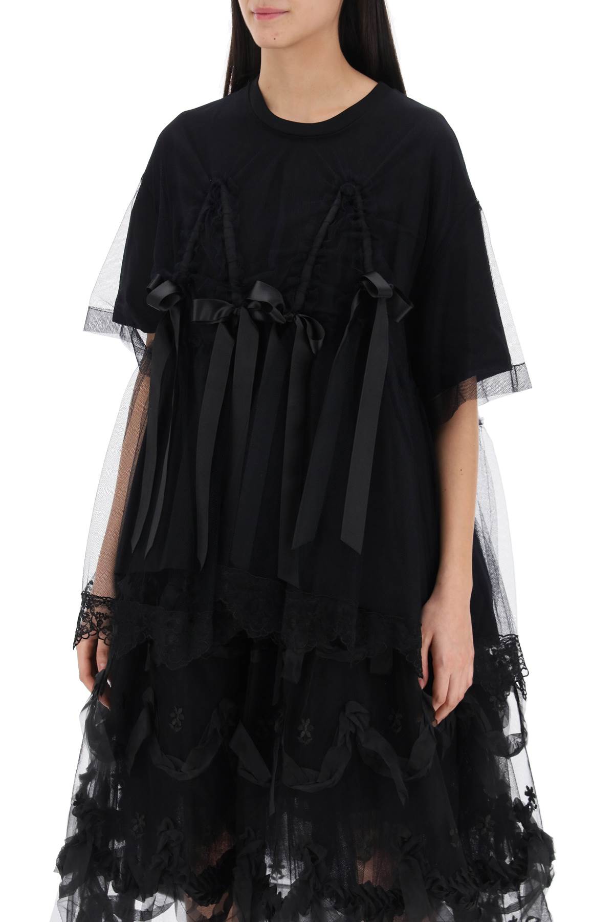 Simone Rocha Simone rocha tulle top with lace and bows