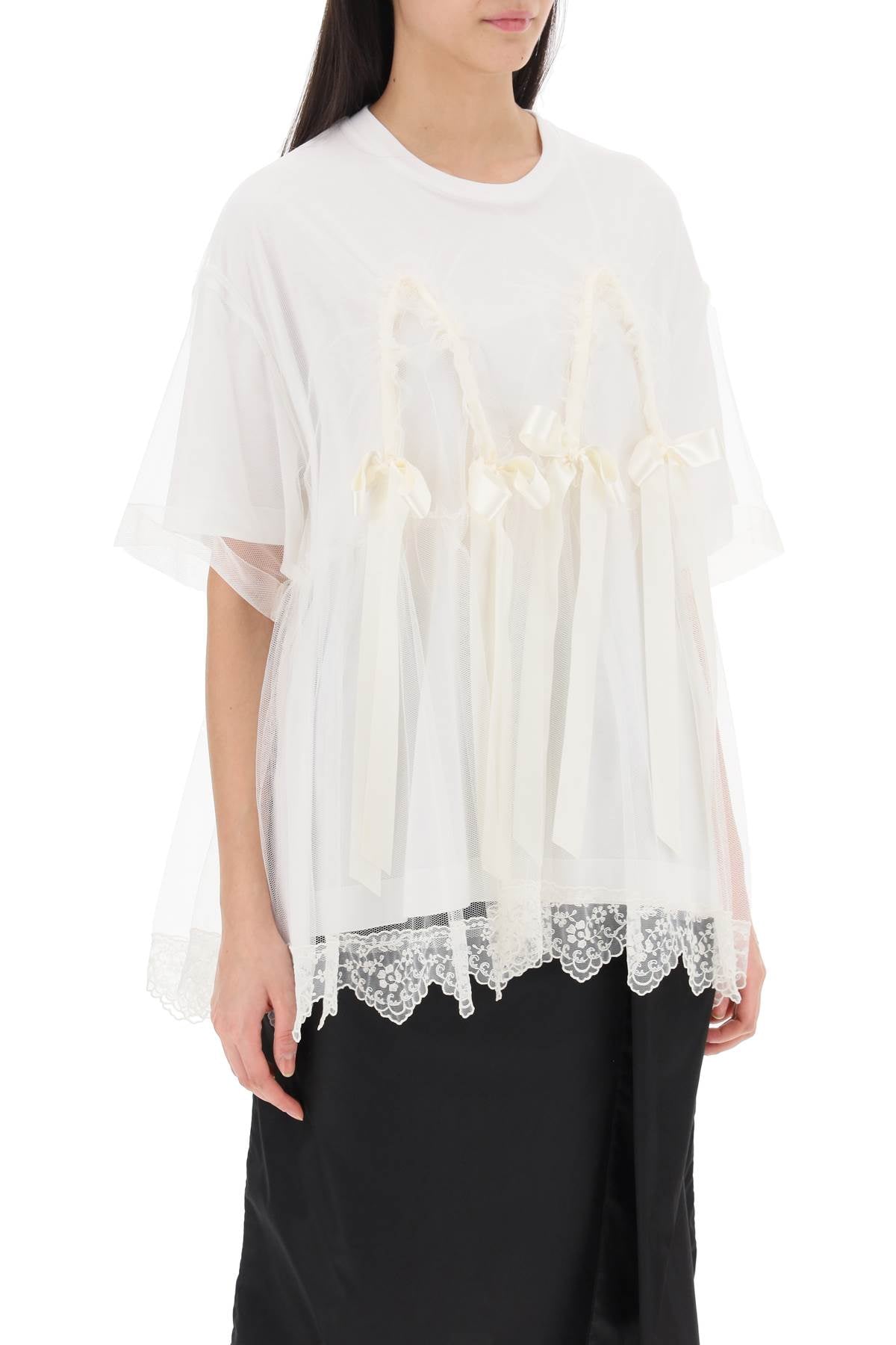 Simone Rocha Simone rocha tulle top with lace and bows