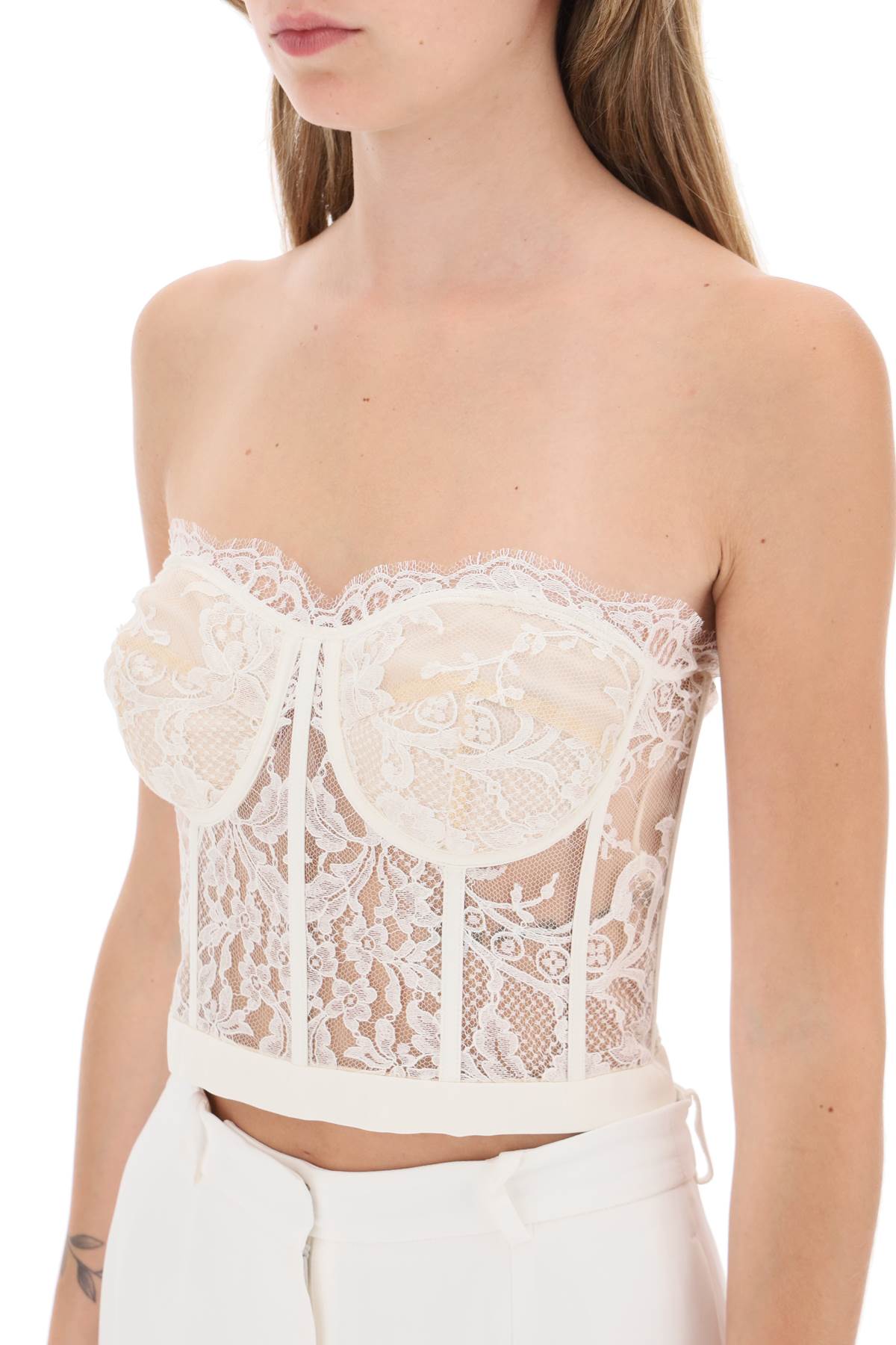 Alexander Mcqueen Alexander mcqueen cropped bustier top in lace