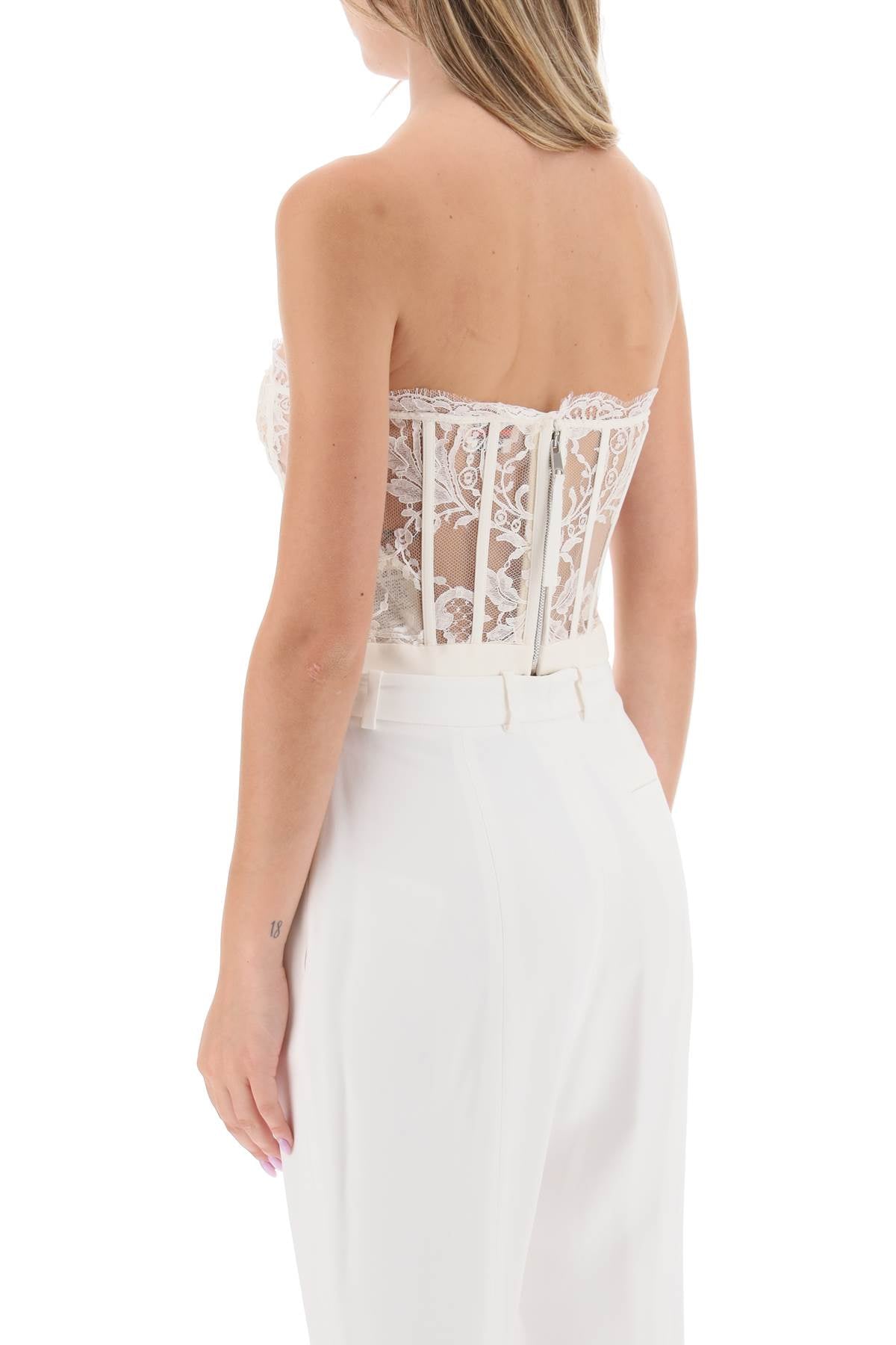 Alexander Mcqueen Alexander mcqueen cropped bustier top in lace