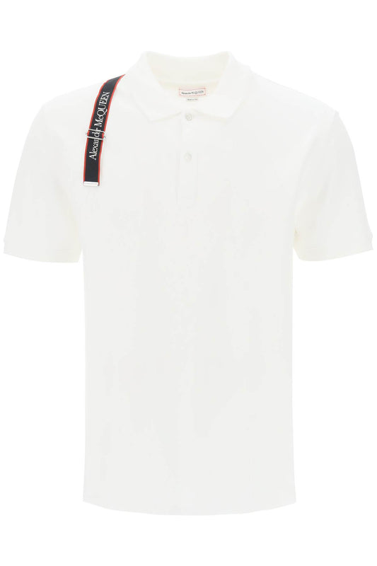 Alexander Mcqueen Alexander mcqueen harness polo shirt in piqué with selvedge logo