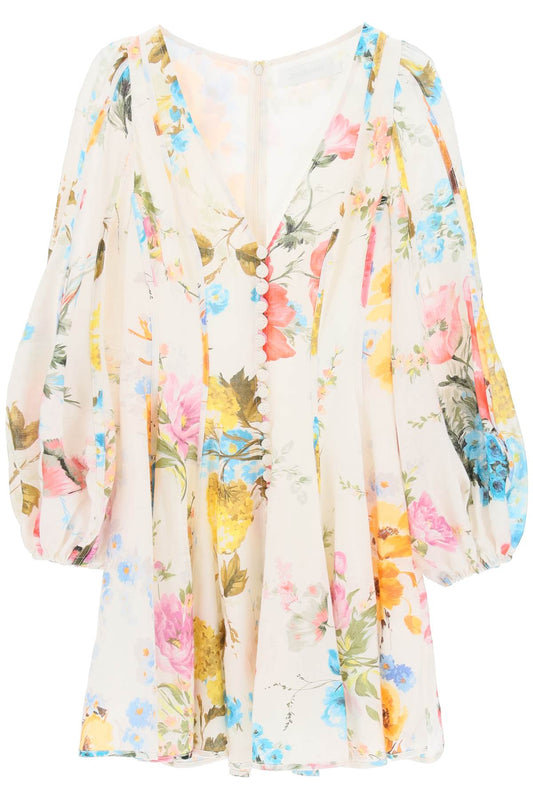 Zimmermann Zimmermann 'halcyon' mini dress in linen with floral motif