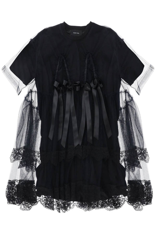 Simone Rocha Simone rocha midi dress in mesh with lace and bows