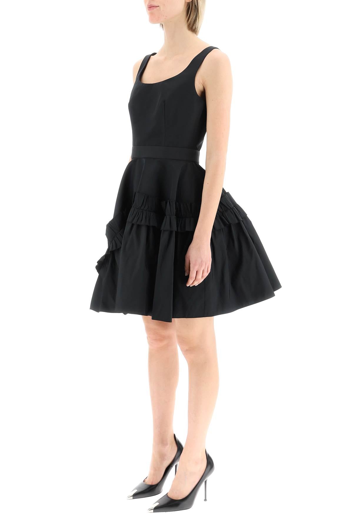 Alexander Mcqueen Alexander mcqueen mini faille dress with oversized ruffle