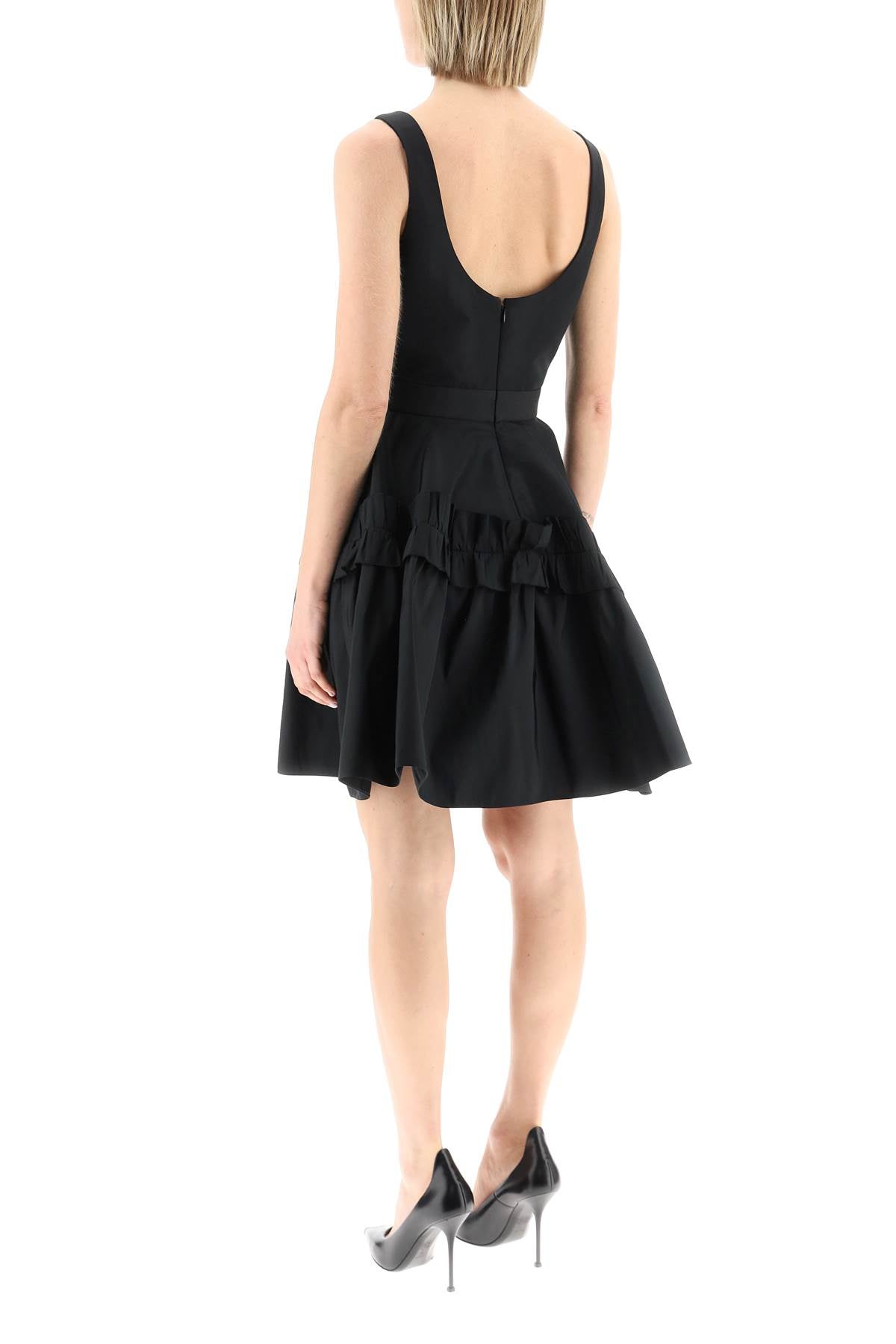 Alexander Mcqueen Alexander mcqueen mini faille dress with oversized ruffle