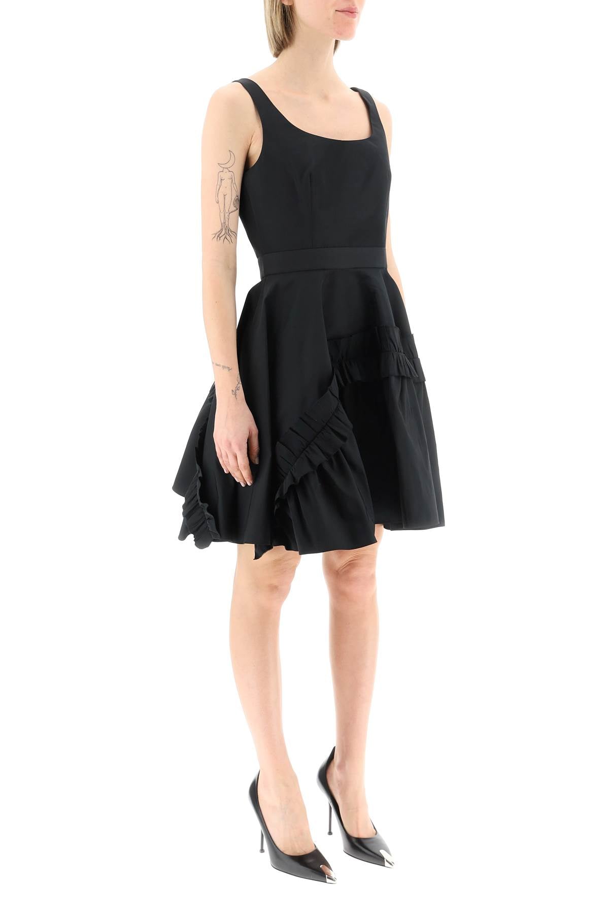 Alexander Mcqueen Alexander mcqueen mini faille dress with oversized ruffle