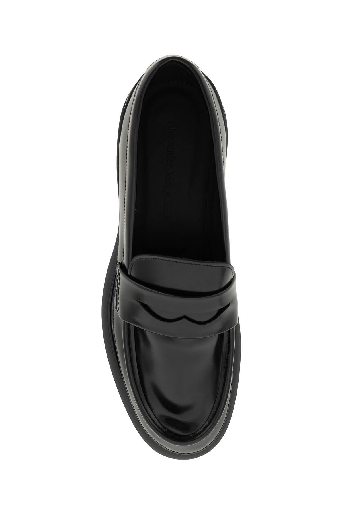 Alexander Mcqueen Alexander mcqueen brushed leather penny loafers