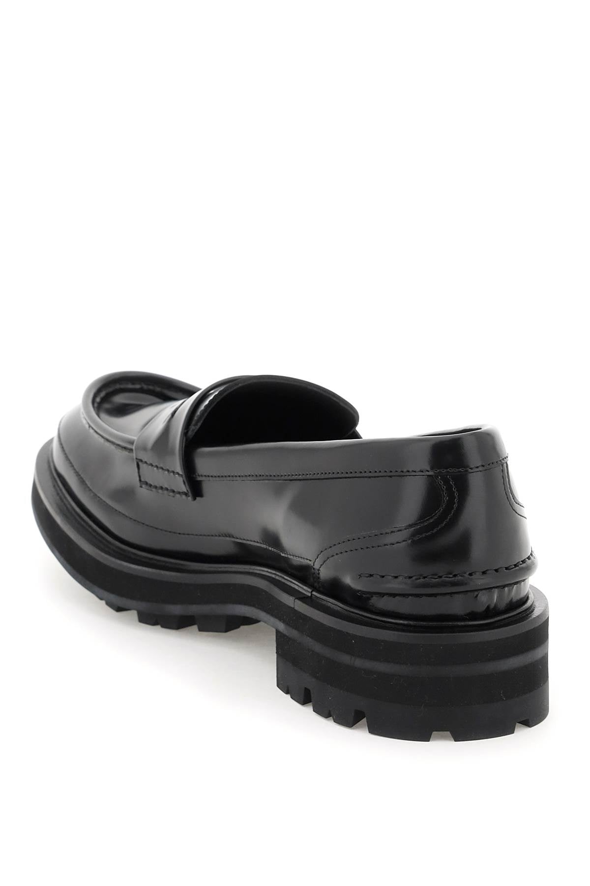 Alexander Mcqueen Alexander mcqueen brushed leather penny loafers