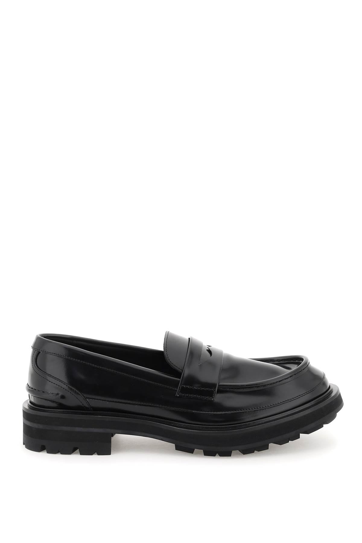 Alexander Mcqueen Alexander mcqueen brushed leather penny loafers