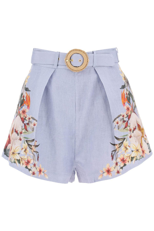 Zimmermann Zimmermann lexi tuck linen shorts with floral motif