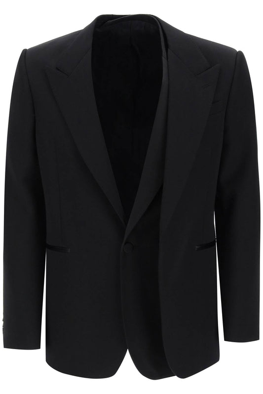 Alexander Mcqueen Alexander mcqueen trompe l'oeil jacket in grain de poudre