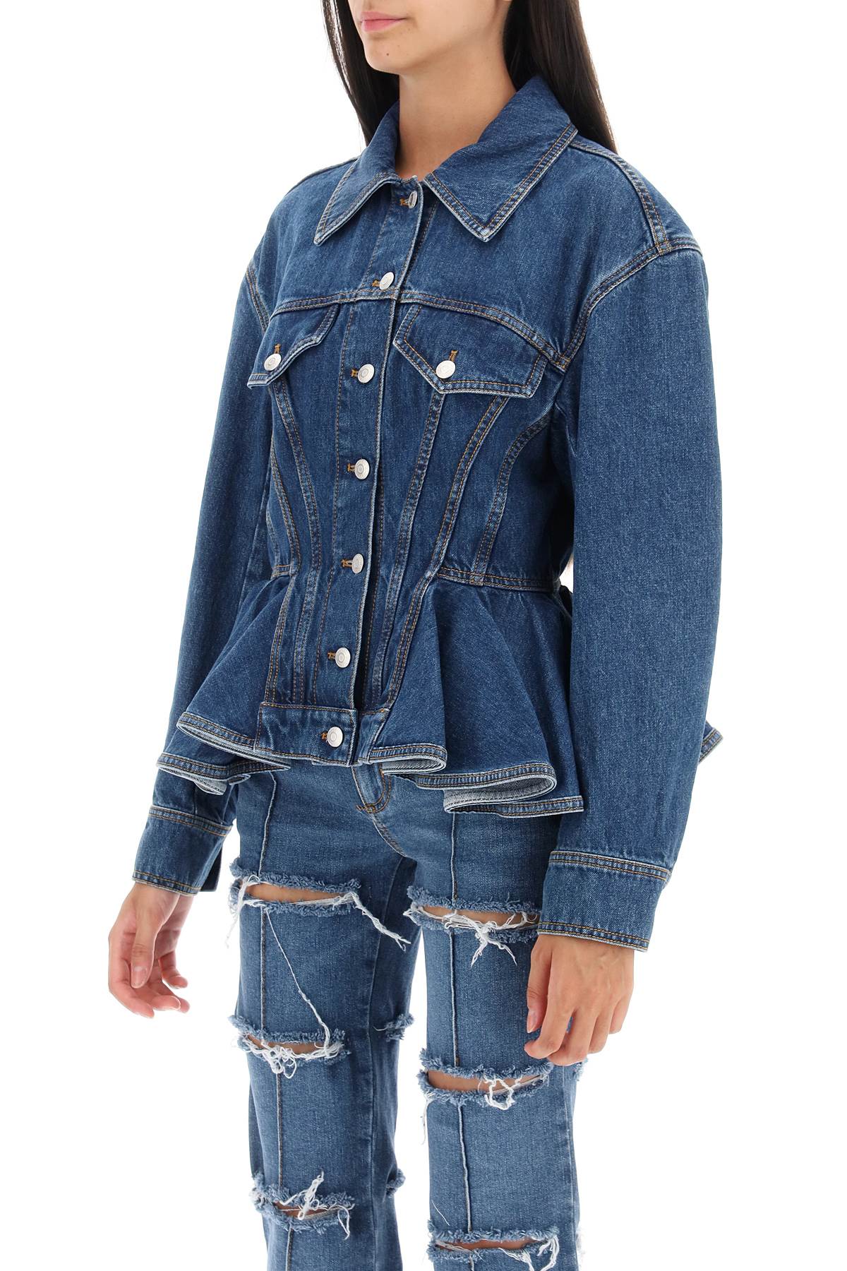 Alexander Mcqueen Alexander mcqueen denim peplum jacket