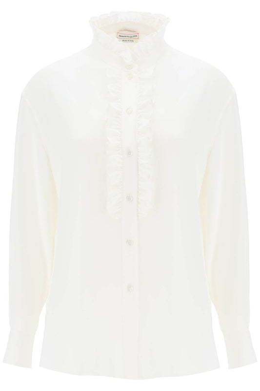 Alexander Mcqueen Alexander mcqueen silk satin shirt with ruffles