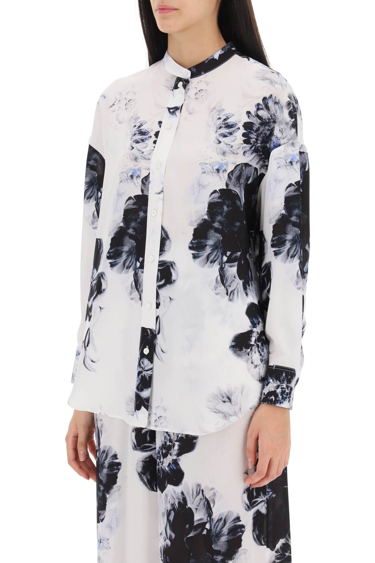 Alexander Mcqueen Alexander mcqueen orchid maxi shirt in silk crepe