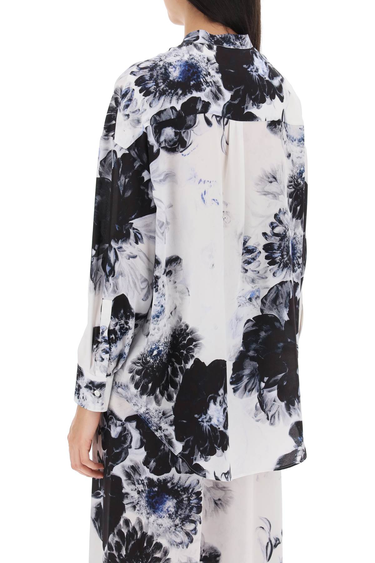 Alexander Mcqueen Alexander mcqueen orchid maxi shirt in silk crepe