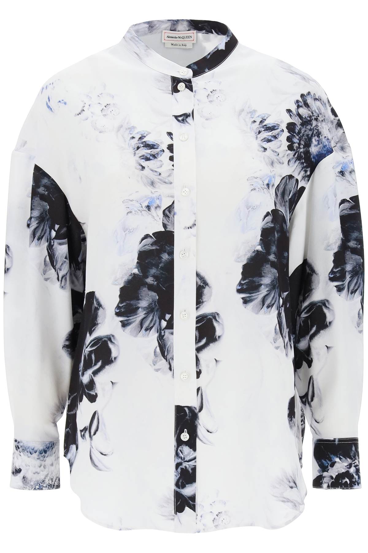 Alexander Mcqueen Alexander mcqueen orchid maxi shirt in silk crepe