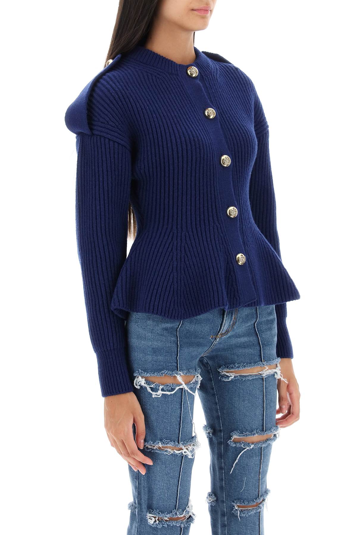 Alexander Mcqueen Alexander mcqueen ribbed peplum cardigan