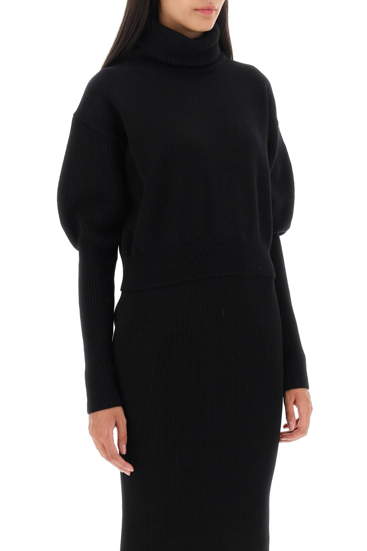 Alexander Mcqueen Alexander mcqueen cropped funnel-neck sweater in wool and cashmere