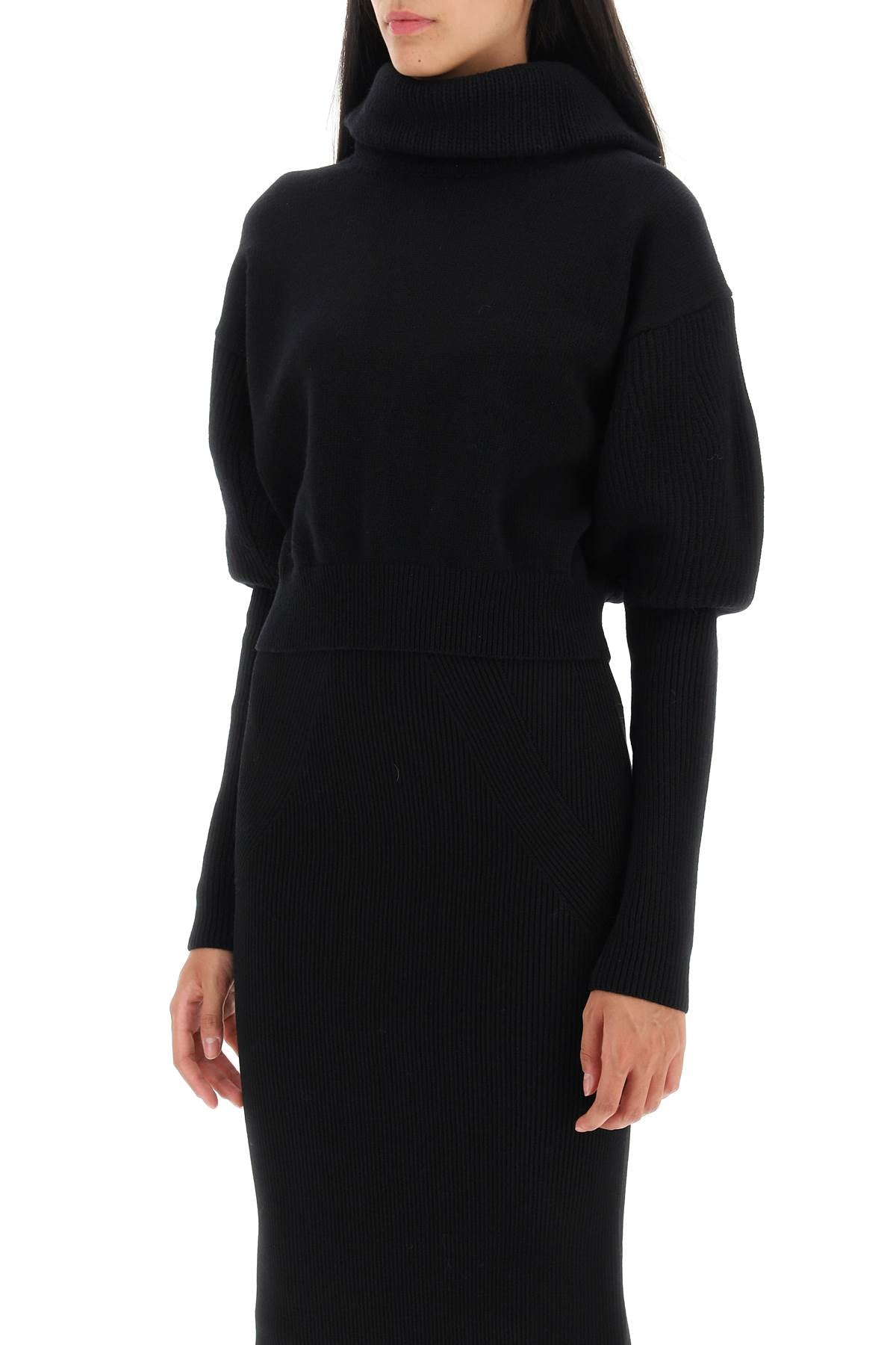 Alexander Mcqueen Alexander mcqueen cropped funnel-neck sweater in wool and cashmere