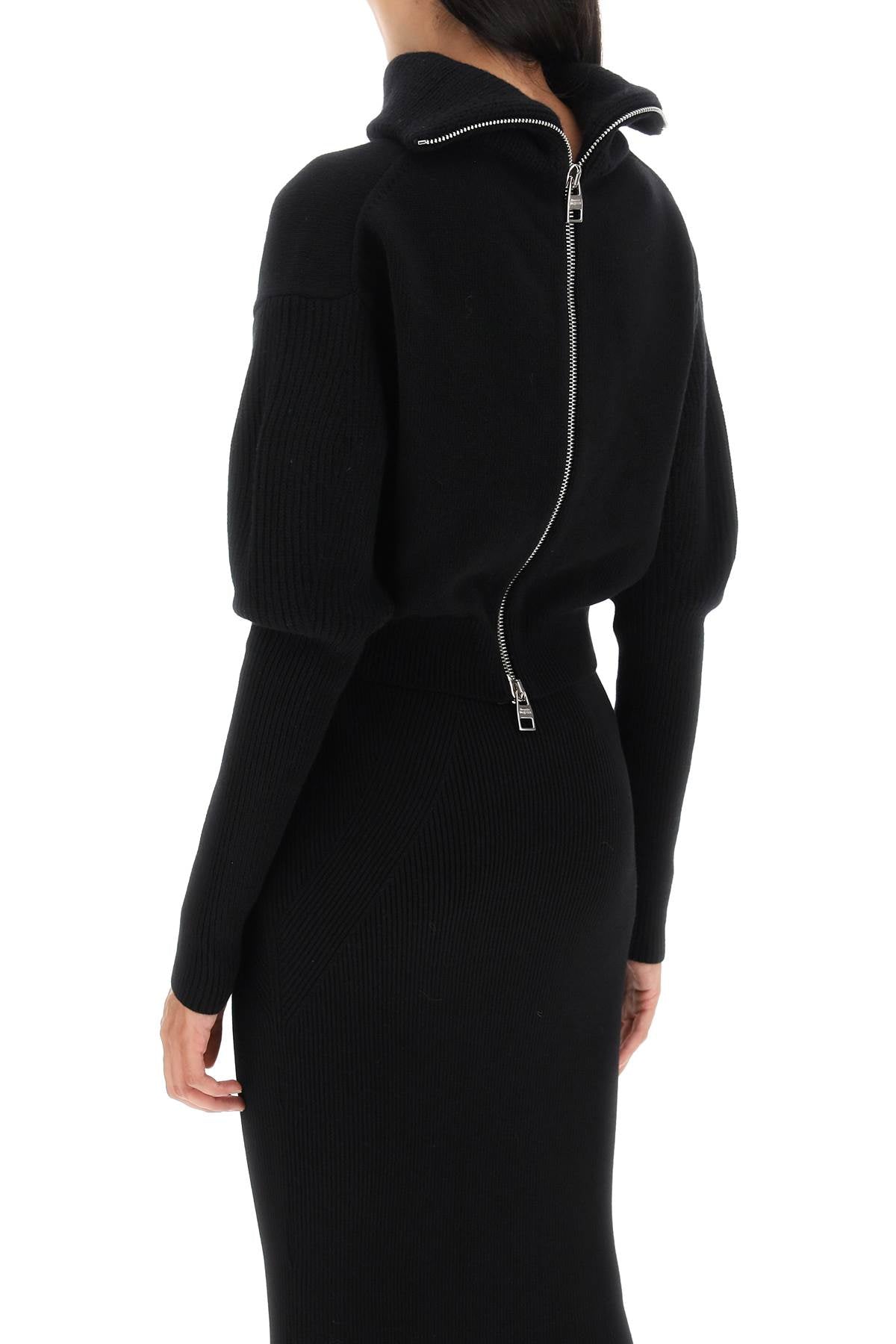 Alexander Mcqueen Alexander mcqueen cropped funnel-neck sweater in wool and cashmere