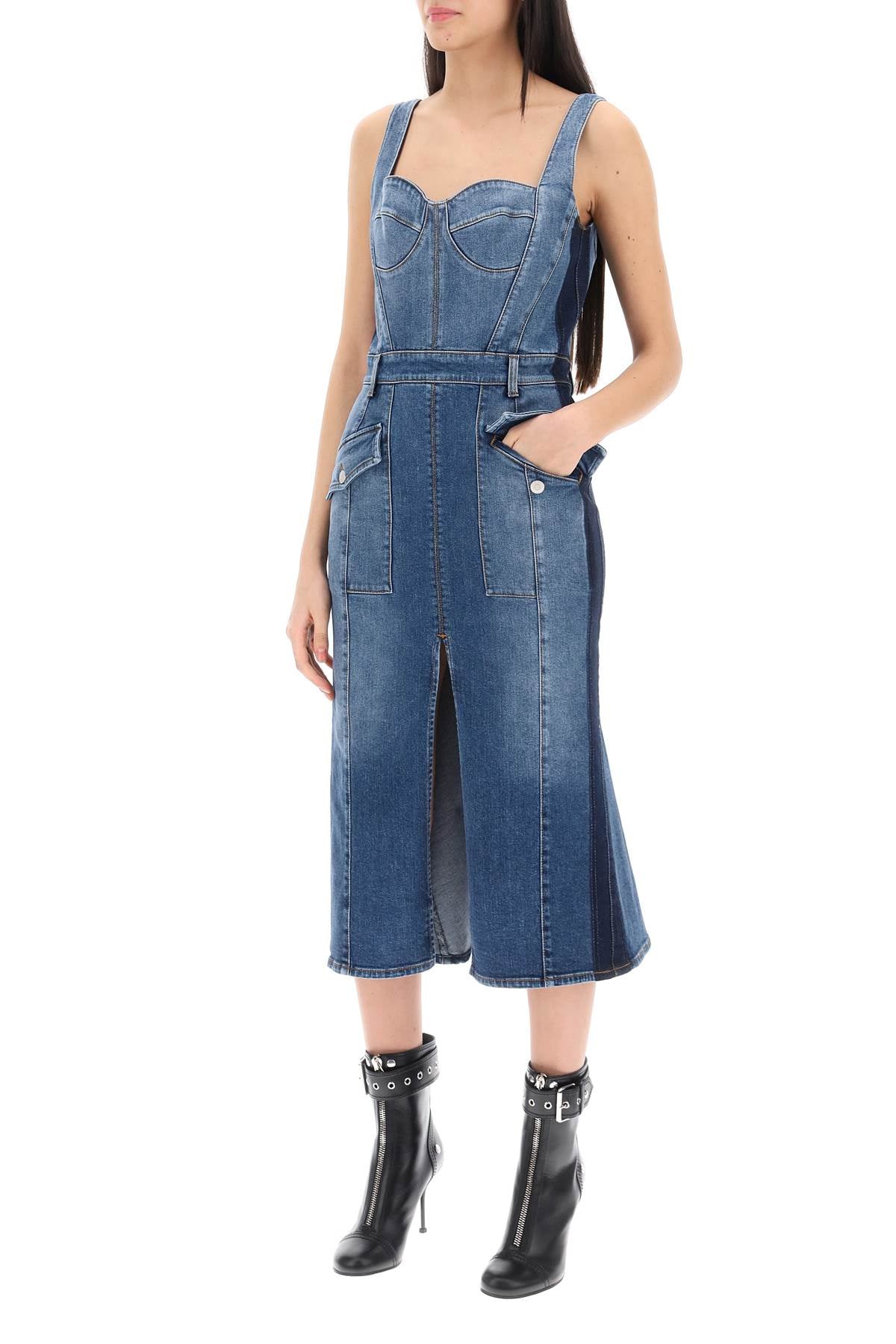 Alexander Mcqueen Alexander mcqueen denim bustier dress