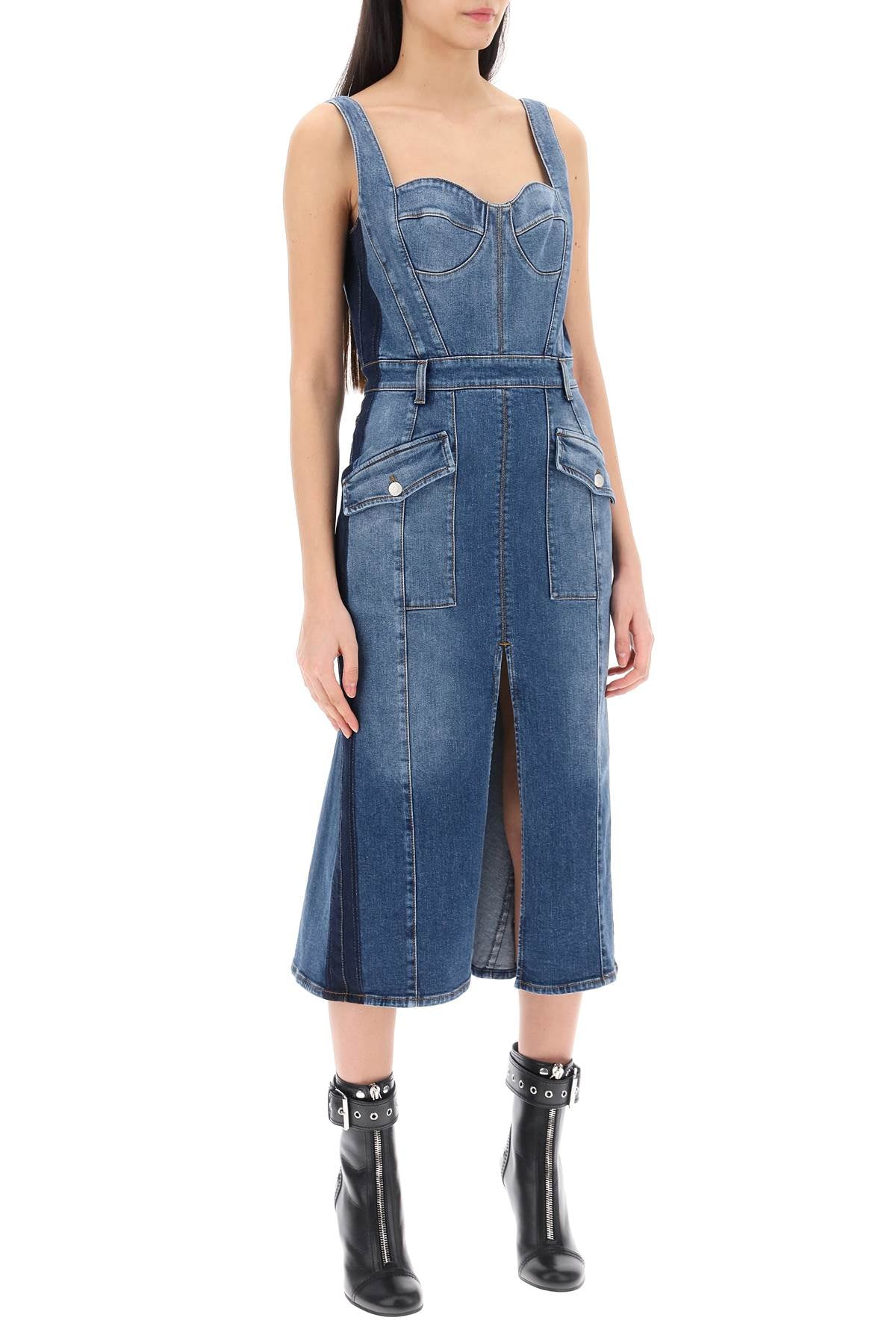 Alexander Mcqueen Alexander mcqueen denim bustier dress