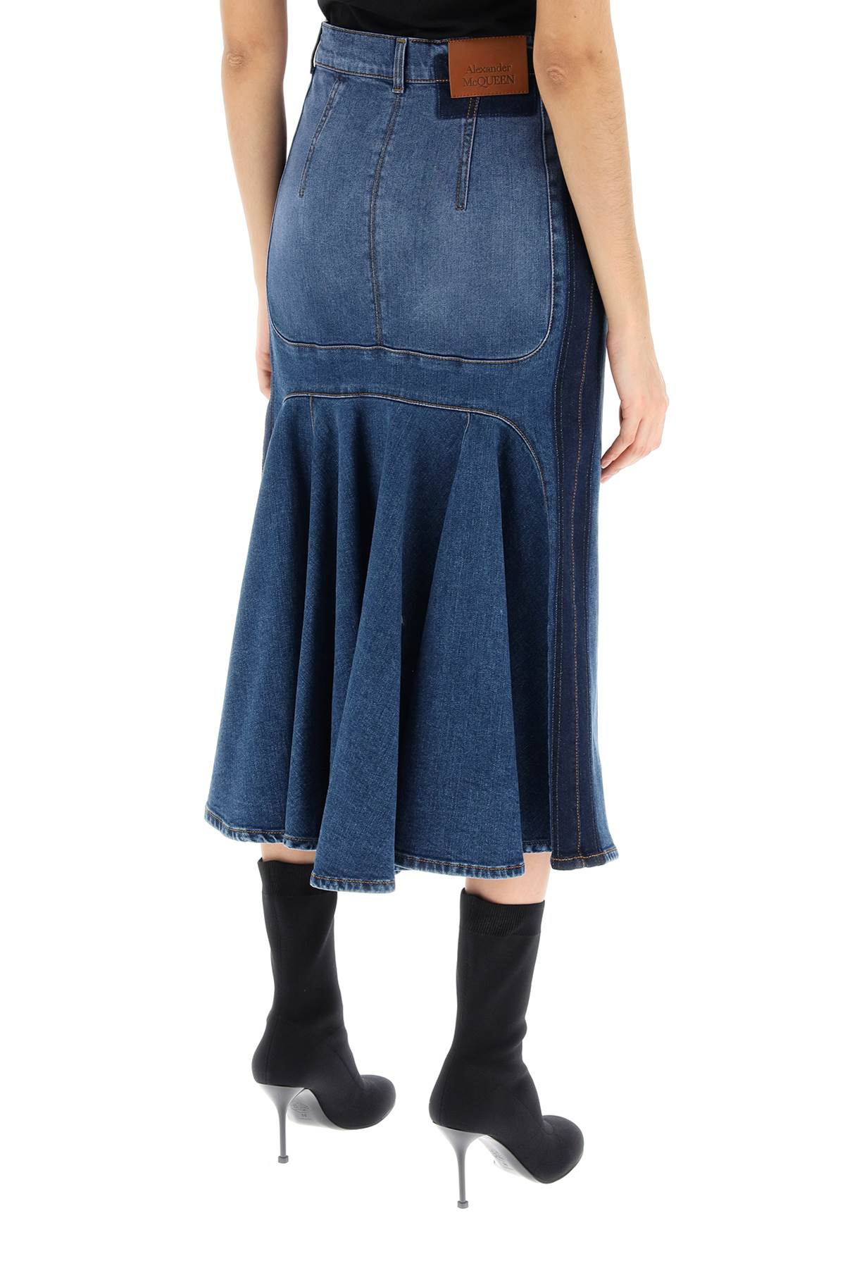 Alexander Mcqueen Alexander mcqueen washed denim midi skirt